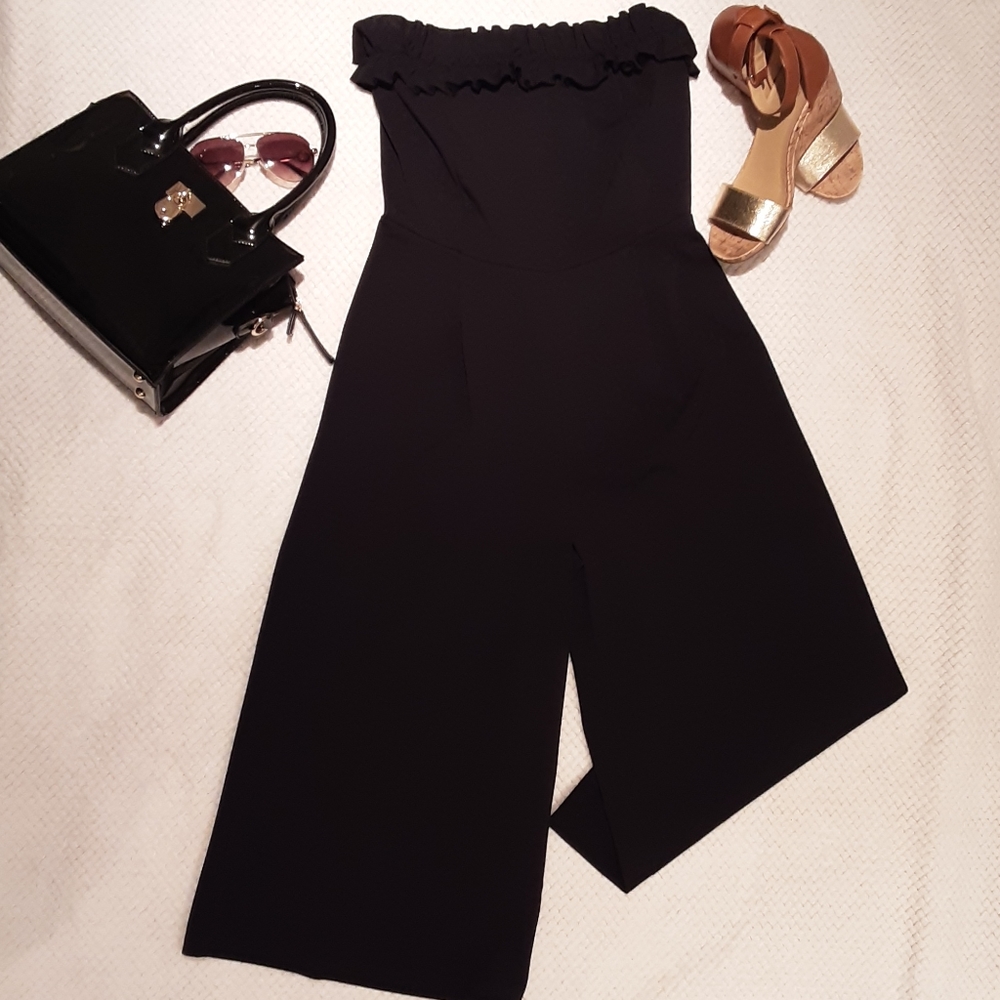 Elegant Black Strapless Jumpsuit